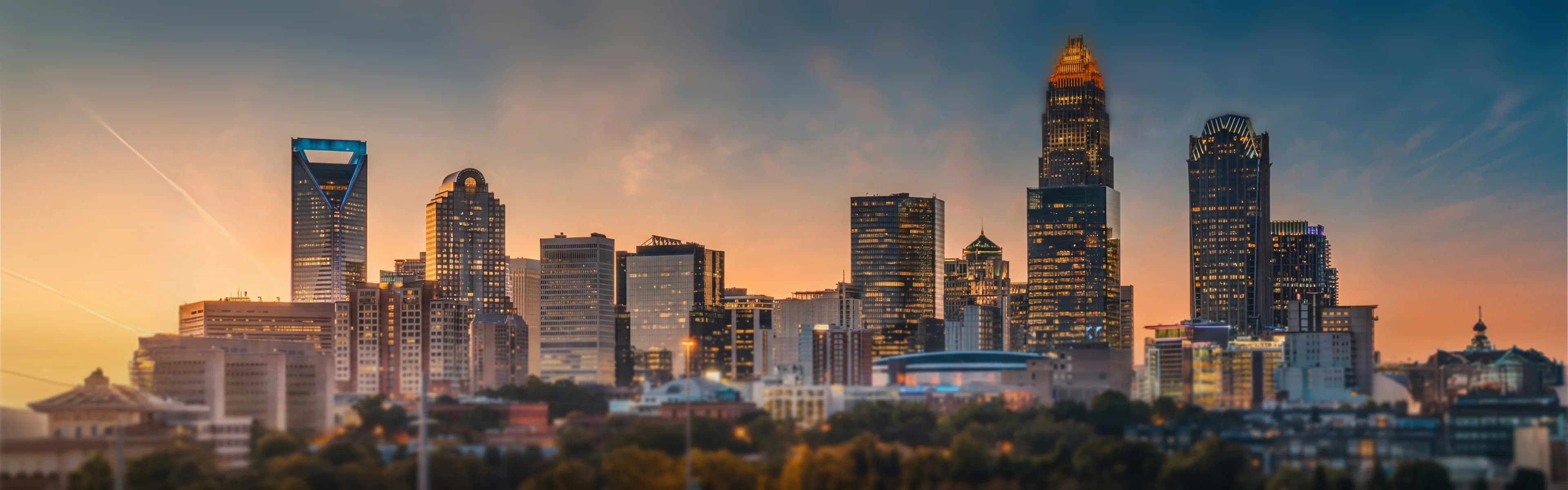 Charlotte skyline with uptown towers - managed Wi-Fi, fiber internet, and bulk TV services for Charlotte multifamily properties