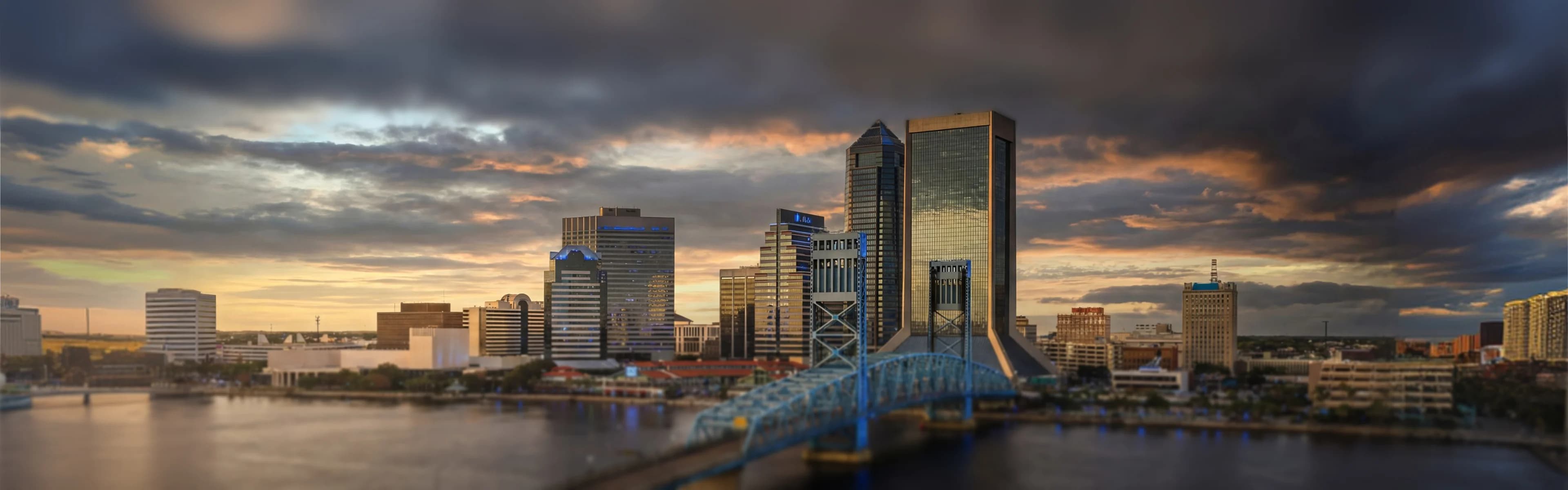 Jacksonville skyline and St. Johns River - managed Wi-Fi, fiber internet, and bulk TV services for Jacksonville multifamily properties