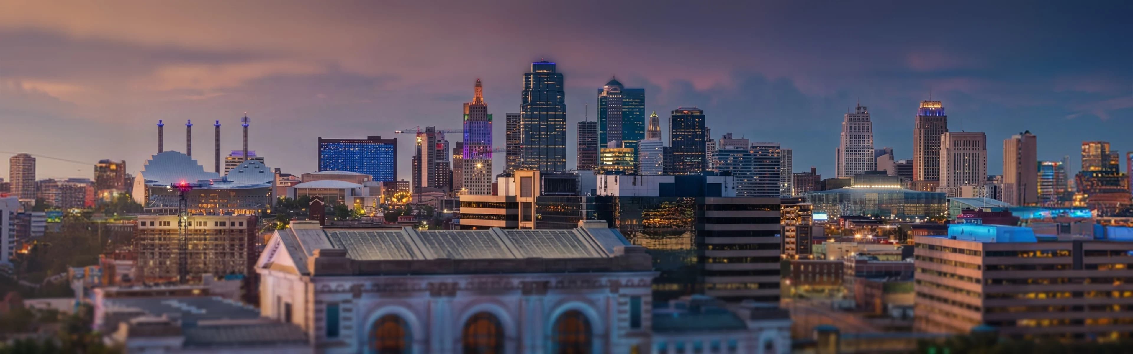 Kansas City skyline with downtown towers - managed Wi-Fi, fiber internet, and bulk TV services for Kansas City multifamily properties