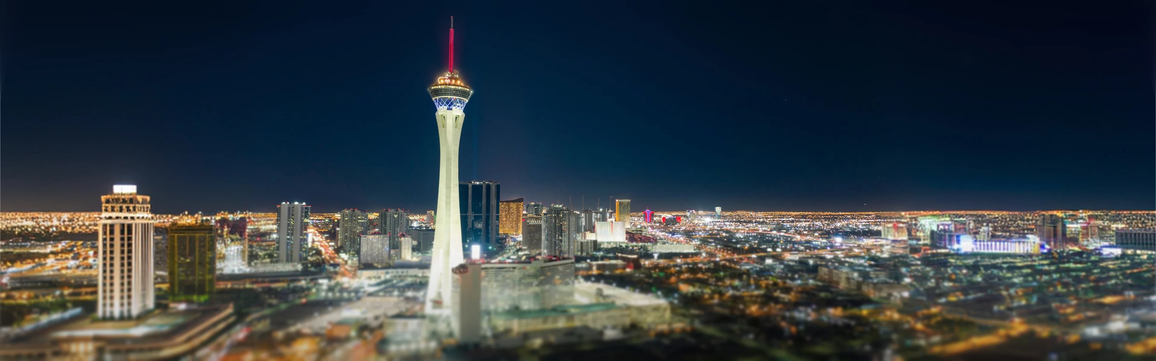 Las Vegas skyline with Strip hotels and towers - managed Wi-Fi, fiber internet, and bulk TV services for Las Vegas multifamily properties