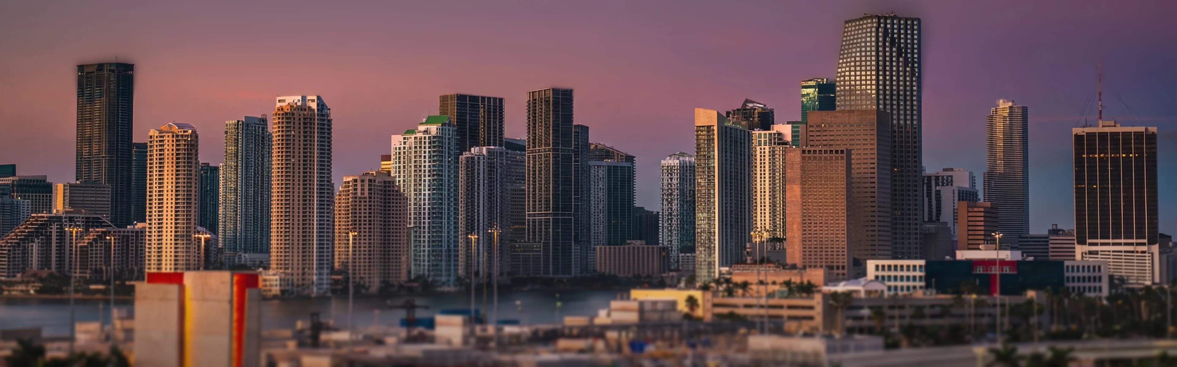 Downtown Miami skyline overlooking Biscayne Bay - managed Wi-Fi, fiber internet, and bulk TV services for Miami multifamily properties