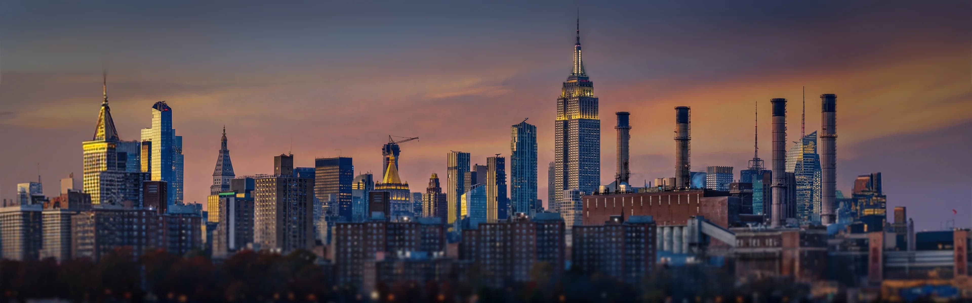 New York City skyline with Manhattan high-rises - managed Wi-Fi, fiber internet, and bulk TV services for NYC multifamily buildings