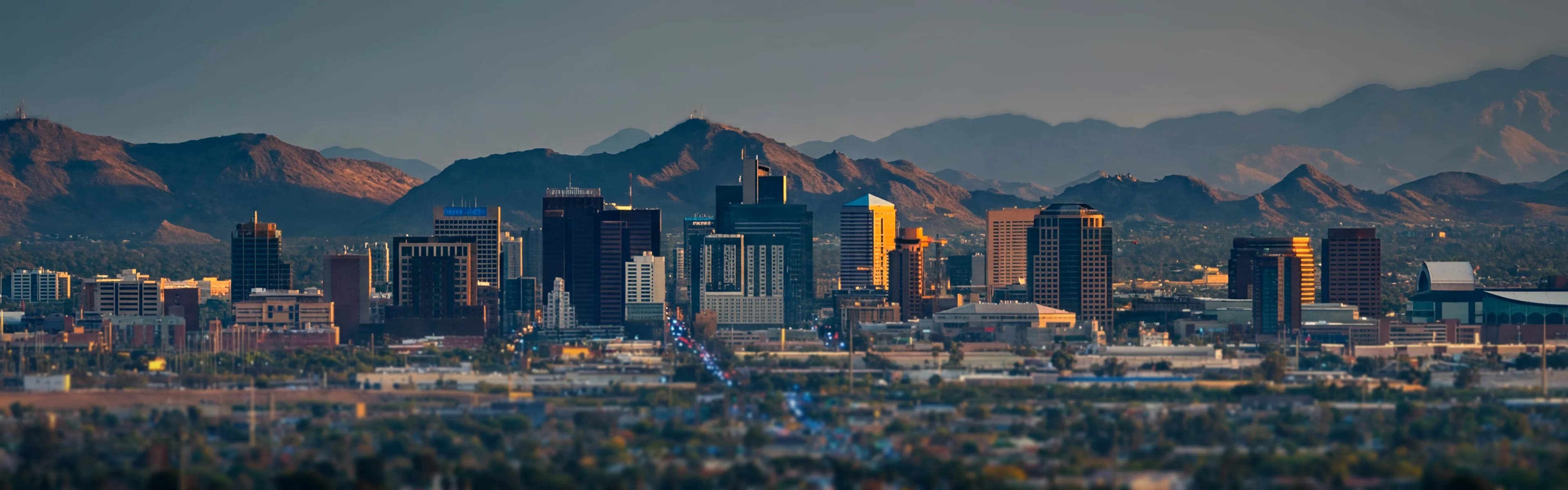 Phoenix skyline with desert surroundings - managed Wi-Fi, fiber internet, and bulk TV services for Phoenix multifamily properties