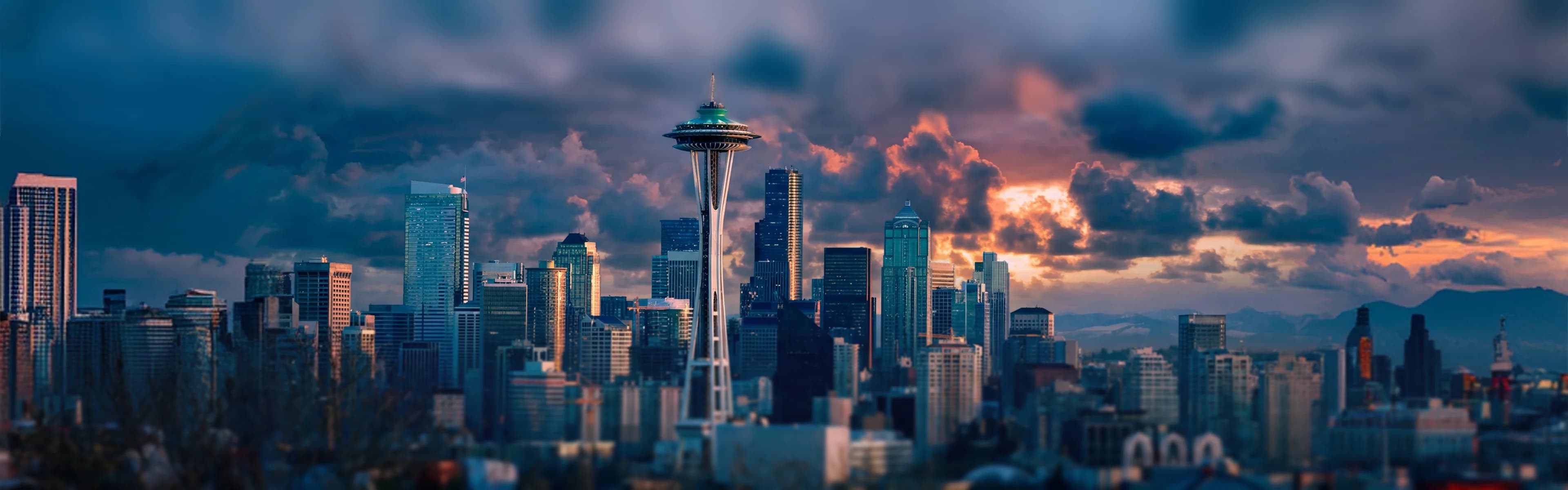 Seattle skyline with Space Needle and downtown towers - managed Wi-Fi, fiber internet, and bulk TV services for Seattle multifamily properties