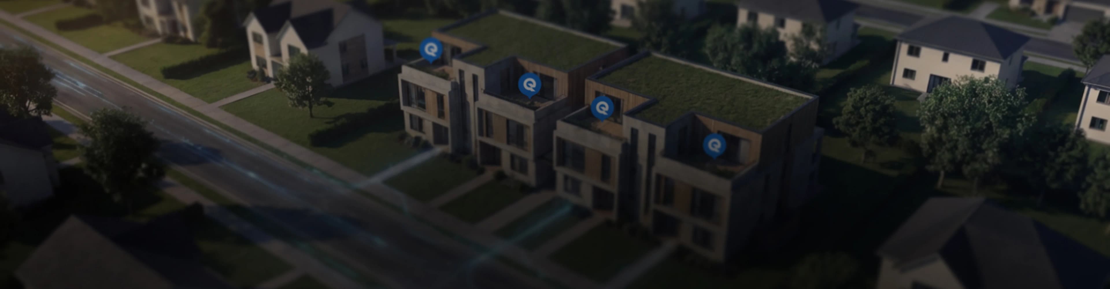 Aerial view of a residential community